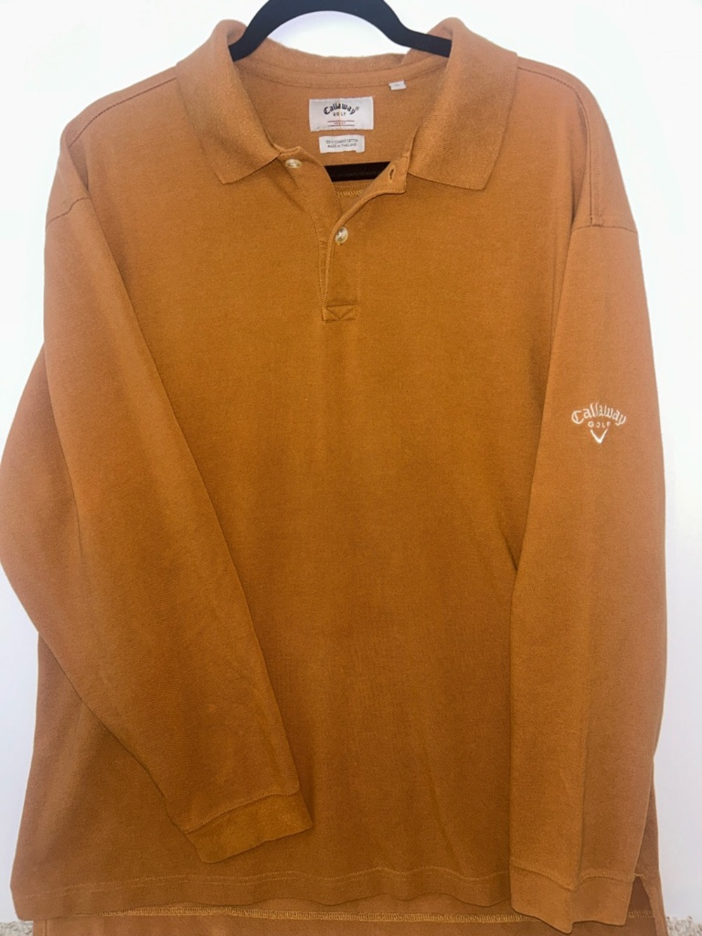 Callaway Long-Sleeve Polo in Caramel Brown